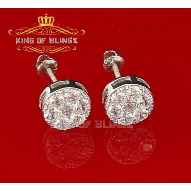 10K White Gold Finish Silver Stud Mens/ladies Earrings with Lab Created Diamonds 10K White Gold Finish Silver Stud Mens/ladies Earrings with Lab Created Diamonds